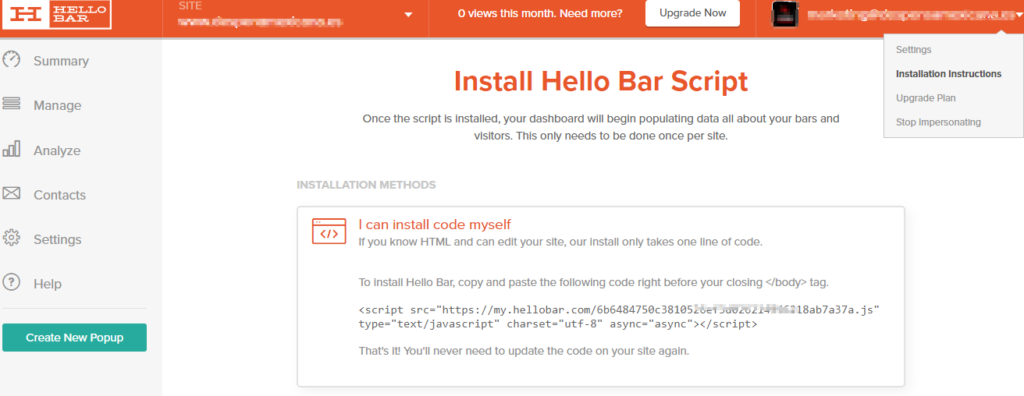 Getting started with Hello Bar.