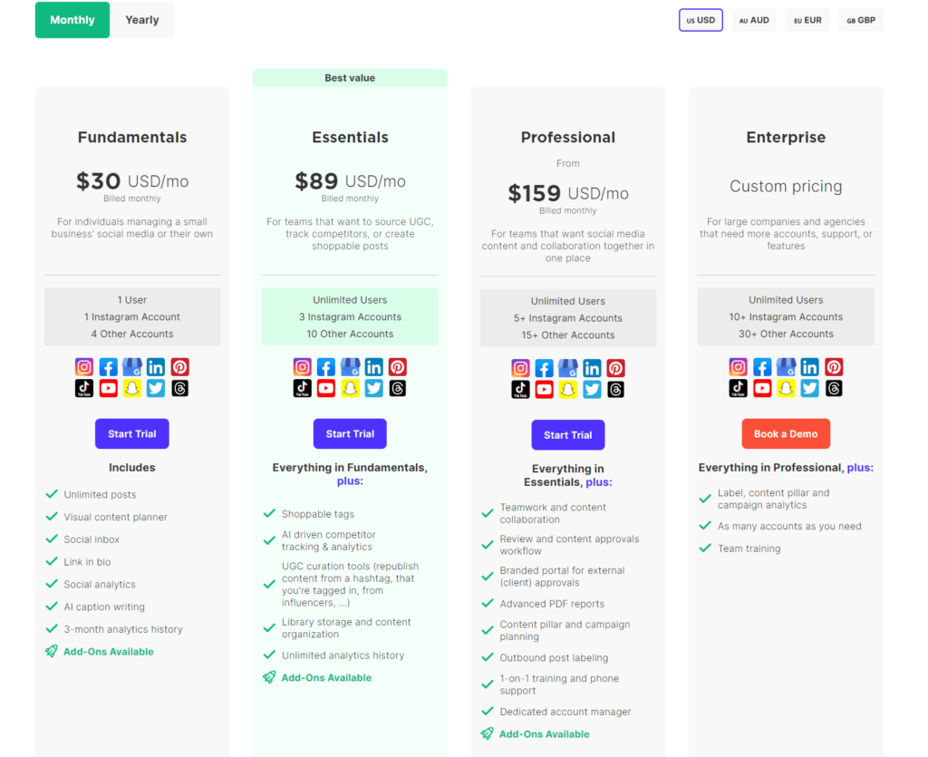 Sked Social is a social media management tool. Here is its pricing and homepage.