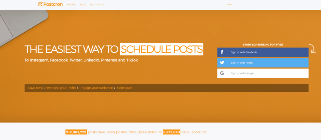 Postcron is a social media management tool. Here is its pricing and homepage.