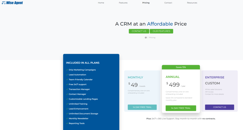 Wise Agent CRM pricing