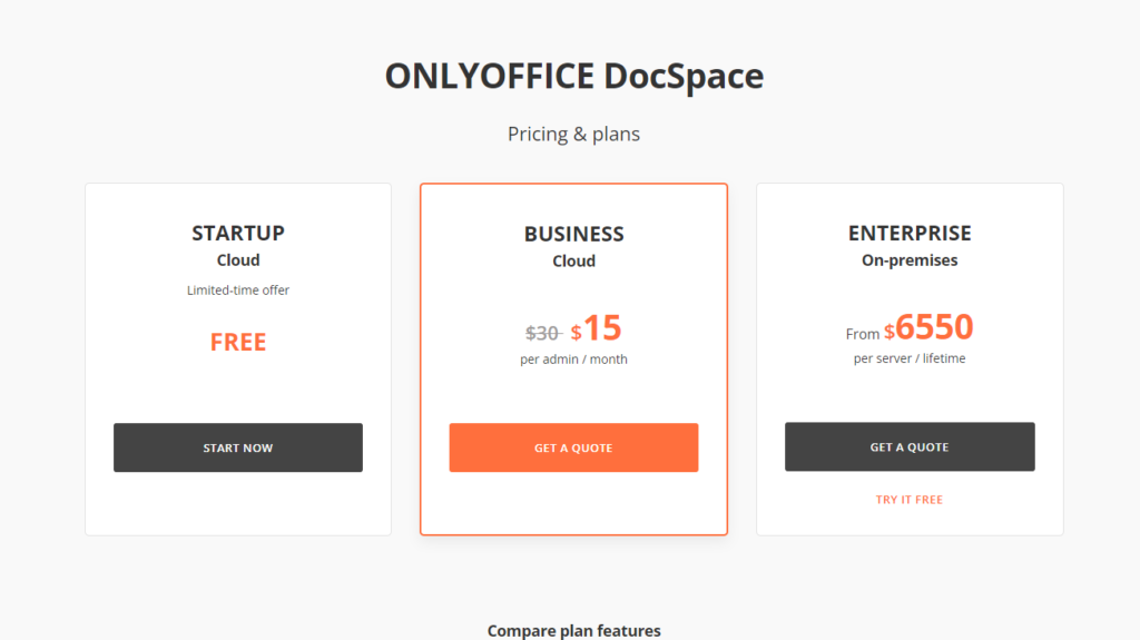 ONLYOFFICE pricing